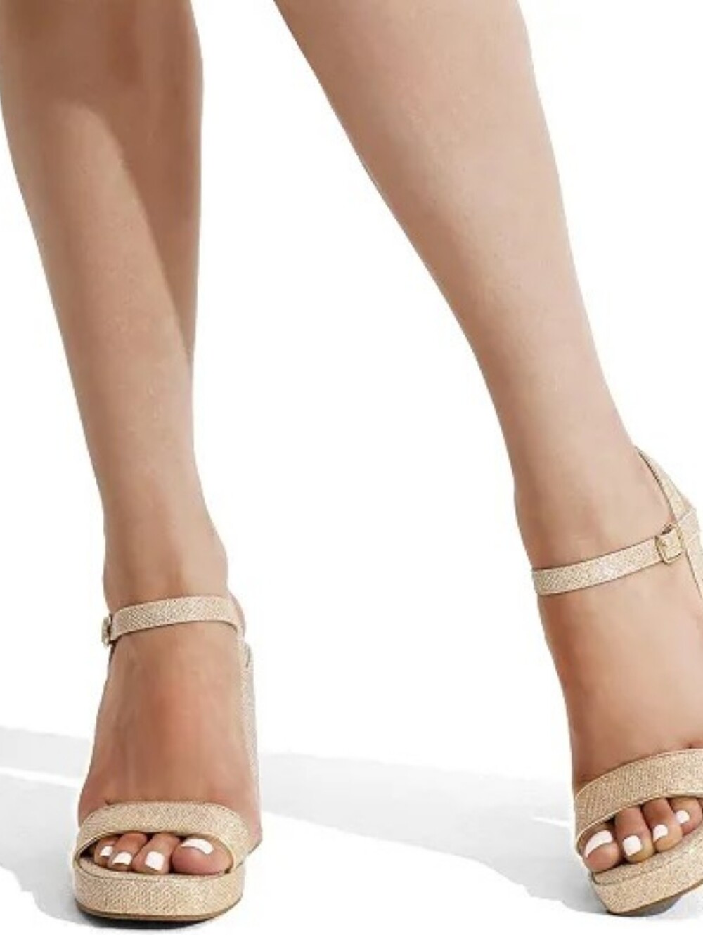 Gold Sparkle Platform Chunky Block Heel Sandals Women's Gogo 70s Y2K Date, 5.5
